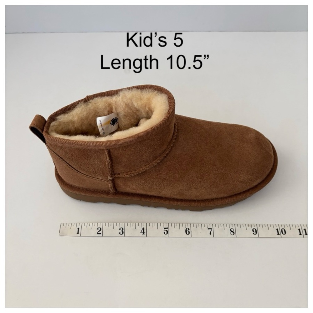 ❤️❤️❤️ UGG Classic Ultra Mini Boots Chestnut Kid’s 5 6 (Will Fit A Women’s 7 8) - Picture 10 of 15